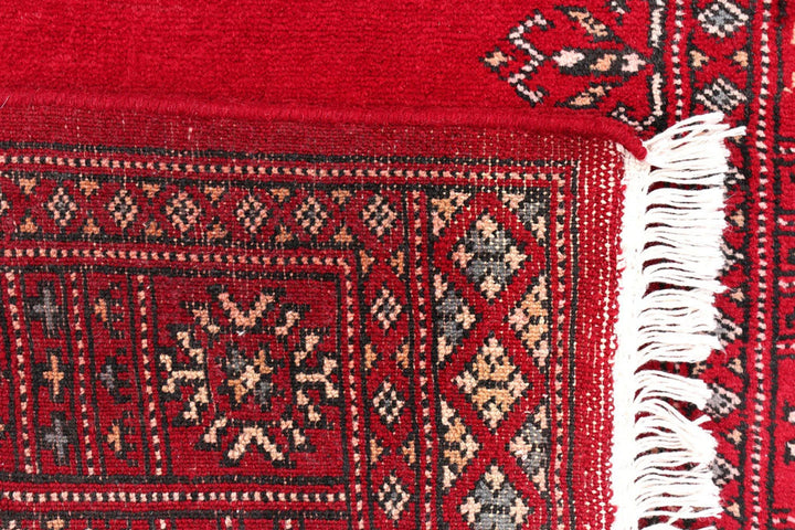 Dark Red Pakistani Bokhara Rug 2' 7" x 8' 8" Hand-Knotted | No. QA42764