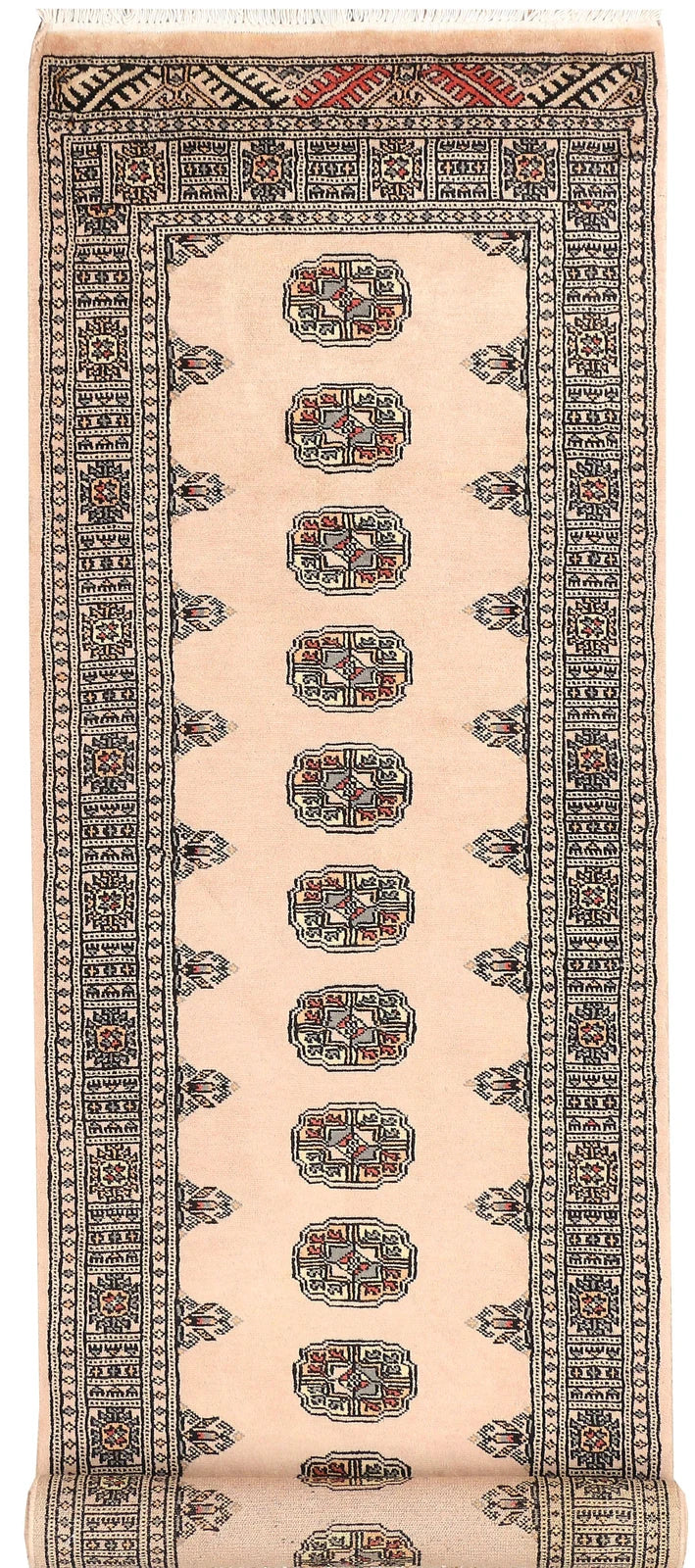 Bisque Pakistani Bokhara Runner 2' 7" x 9' 3" Hand-Knotted | No. QA42828