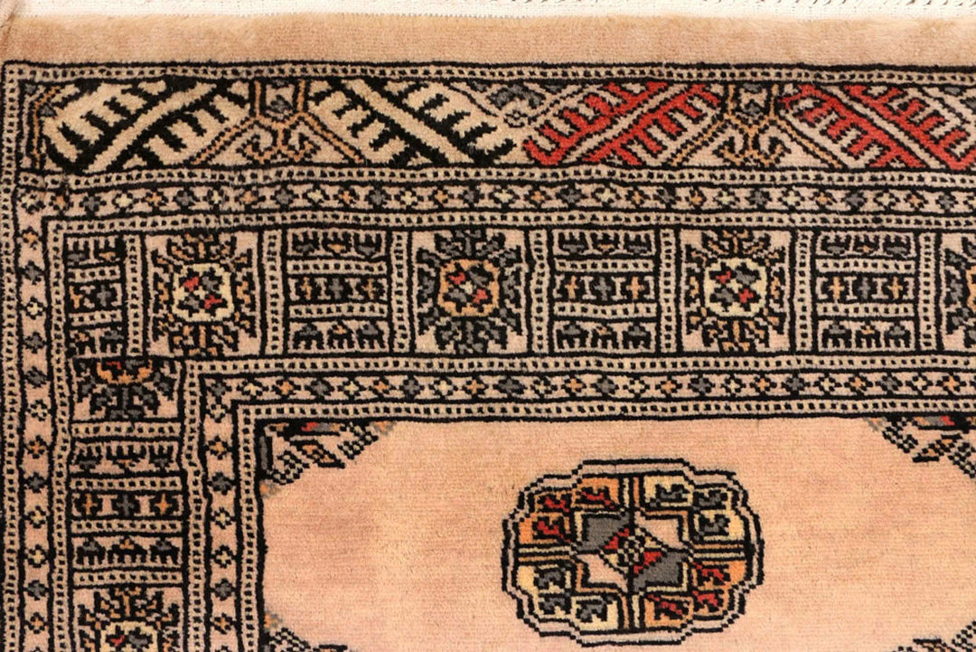 Bisque Pakistani Bokhara Runner 2' 7" x 9' 3" Hand-Knotted | No. QA42828