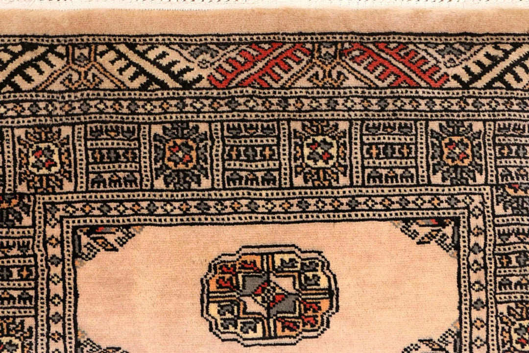 Bisque Pakistani Bokhara Runner 2' 7" x 9' 3" Hand-Knotted | No. QA42828