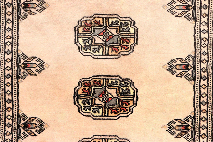 Bisque Pakistani Bokhara Runner 2' 7" x 9' 3" Hand-Knotted | No. QA42828