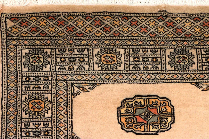 Antique White Pakistani Bokhara Rug 2' 8" x 9' 11" Hand-Knotted | No. QA42854