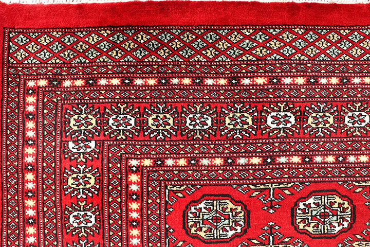 Firebrick Red Pakistani Bokhara Rug 5' 7" x 8' 8" Hand-Knotted | No. QA42930