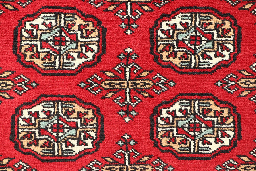 Firebrick Red Pakistani Bokhara Rug 5' 7" x 8' 8" Hand-Knotted | No. QA42930