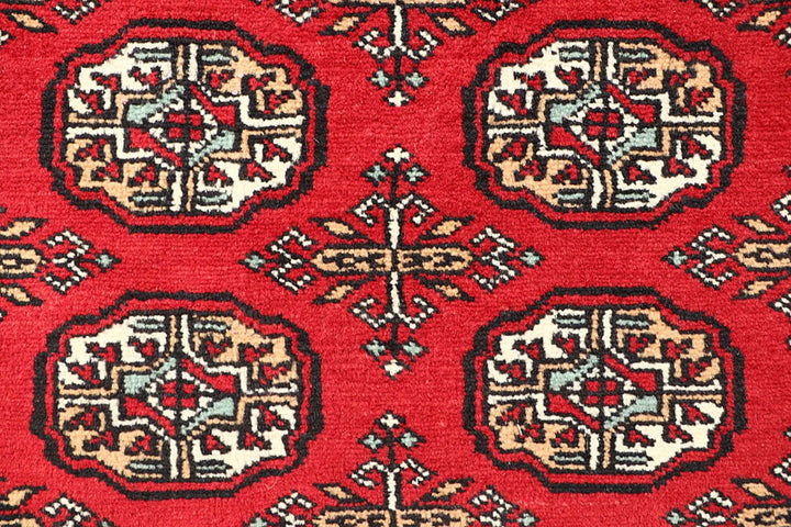 Firebrick Red Pakistani Bokhara Rug 5' 7" x 8' 8" Hand-Knotted | No. QA42930