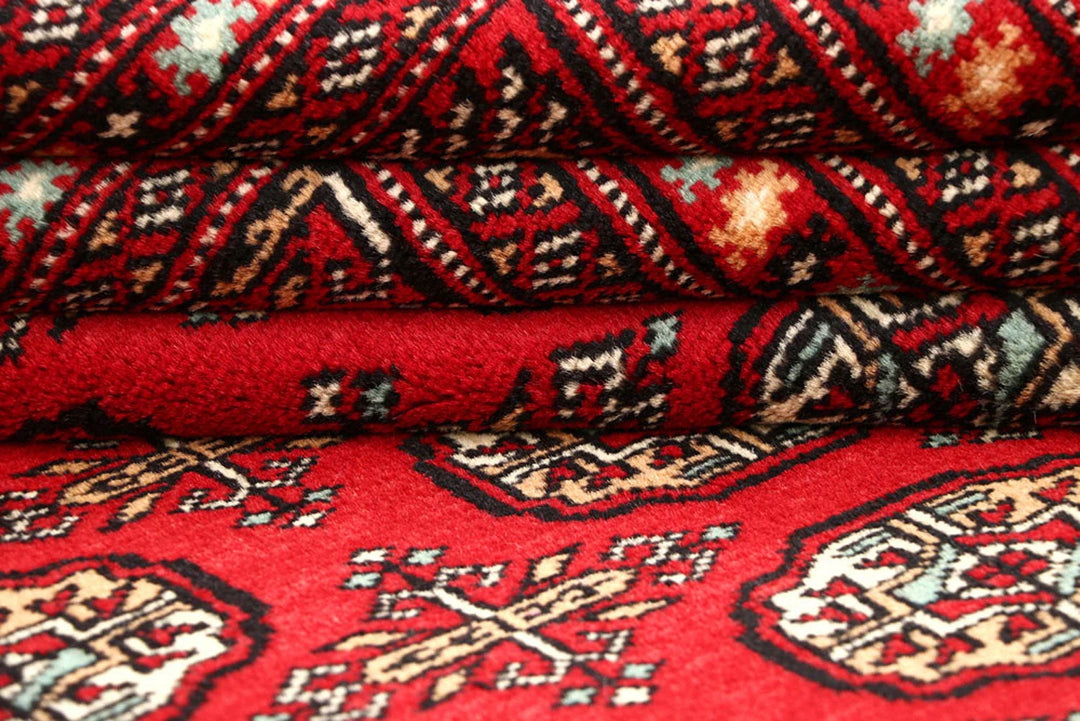 Firebrick Red Pakistani Bokhara Rug 5' 7" x 8' 8" Hand-Knotted | No. QA42930