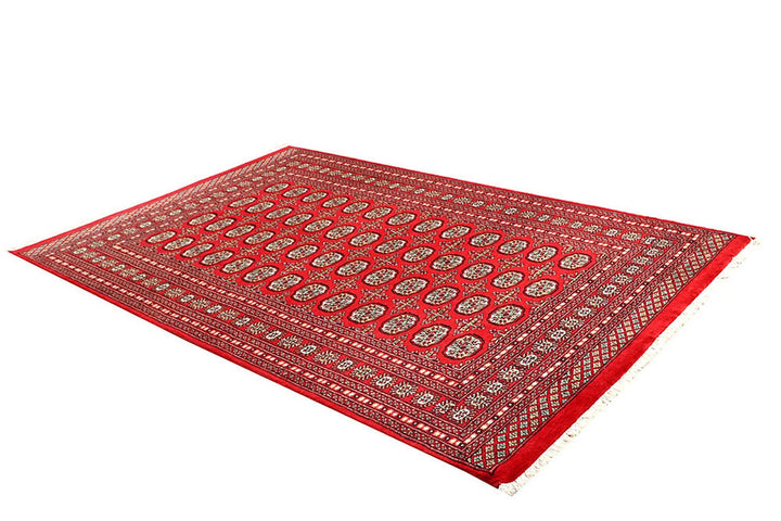 Firebrick Red Pakistani Bokhara Rug 5' 7" x 8' 8" Hand-Knotted | No. QA42930