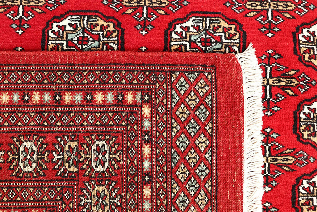 Firebrick Red Pakistani Bokhara Rug 5' 7" x 8' 8" Hand-Knotted | No. QA42930
