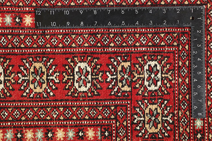 Firebrick Red Pakistani Bokhara Rug 5' 7" x 8' 8" Hand-Knotted | No. QA42930