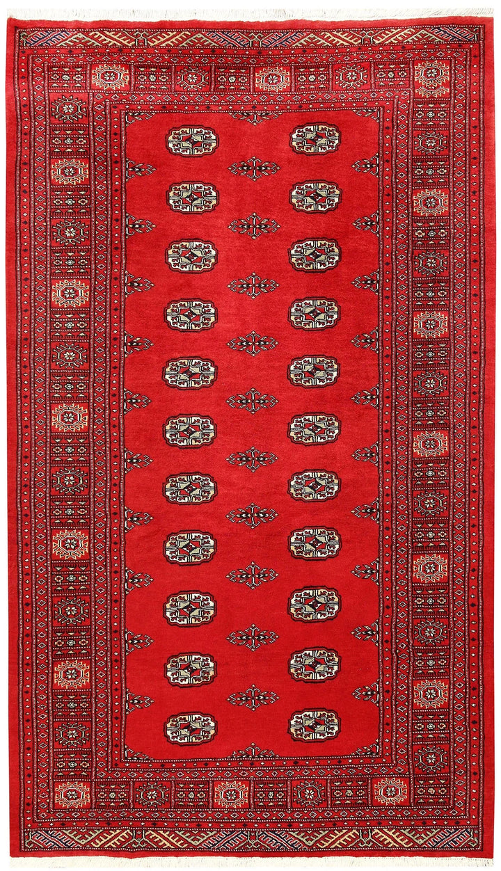 Red Pakistani Bokhara Rug 5' x 8'6" Hand-Knotted | No. QA42962