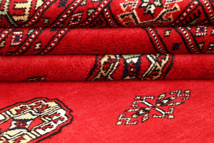 Red Pakistani Bokhara Rug 5' x 8'6" Hand-Knotted | No. QA42962