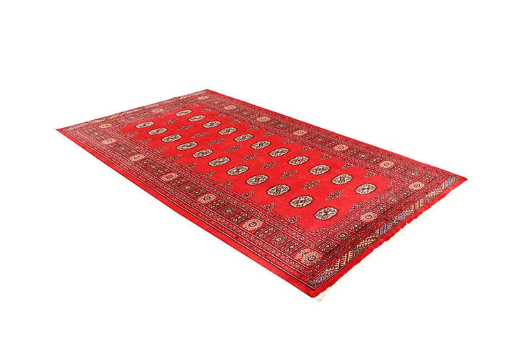 Red Pakistani Bokhara Rug 5' x 8'6" Hand-Knotted | No. QA42962