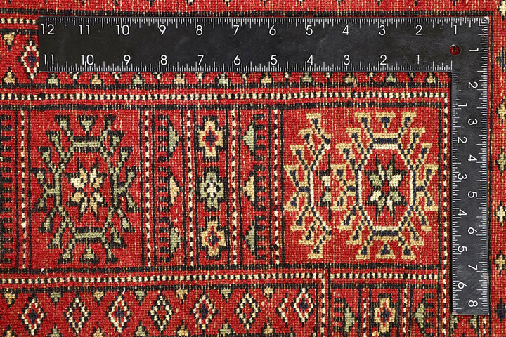 Red Pakistani Bokhara Rug 5' x 8'6" Hand-Knotted | No. QA42962