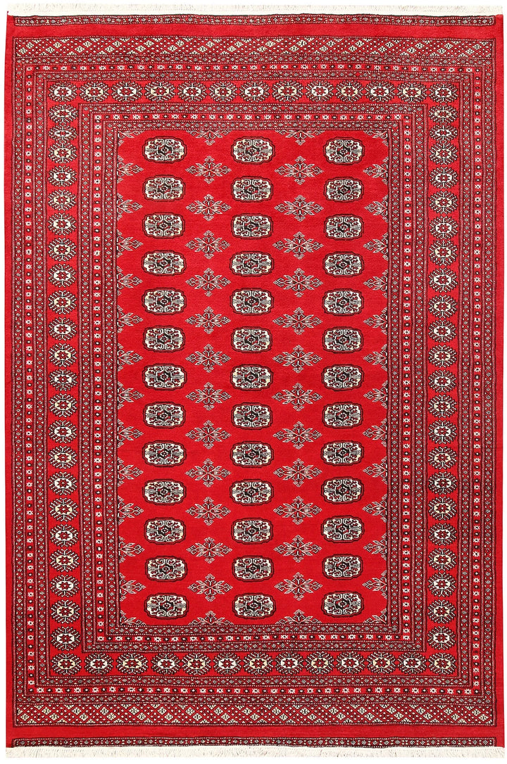 Red Bokhara Rug 5' 11" x 8' 9" Hand-Knotted | No. QA42976