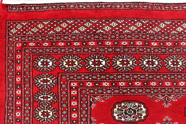 Red Bokhara Rug 5' 11" x 8' 9" Hand-Knotted | No. QA42976