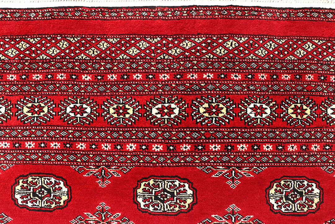 Red Bokhara Rug 5' 11" x 8' 9" Hand-Knotted | No. QA42976