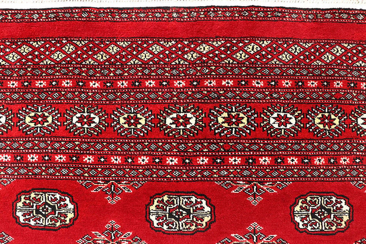 Red Bokhara Rug 5' 11" x 8' 9" Hand-Knotted | No. QA42976