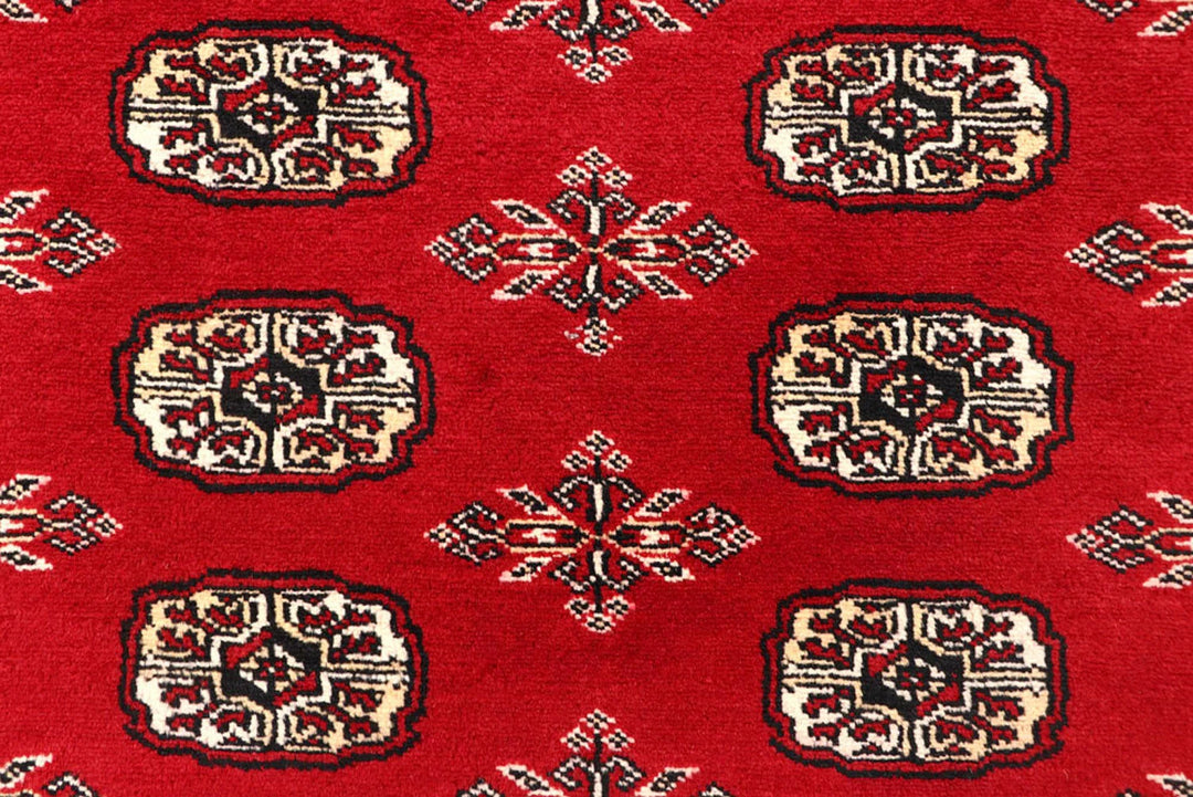 Red Bokhara Rug 5' 11" x 8' 9" Hand-Knotted | No. QA42976