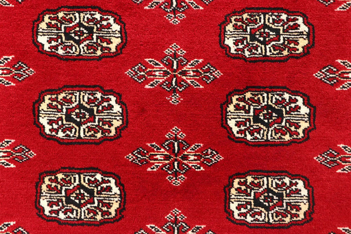 Red Bokhara Rug 5' 11" x 8' 9" Hand-Knotted | No. QA42976