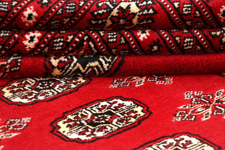 Red Bokhara Rug 5' 11" x 8' 9" Hand-Knotted | No. QA42976