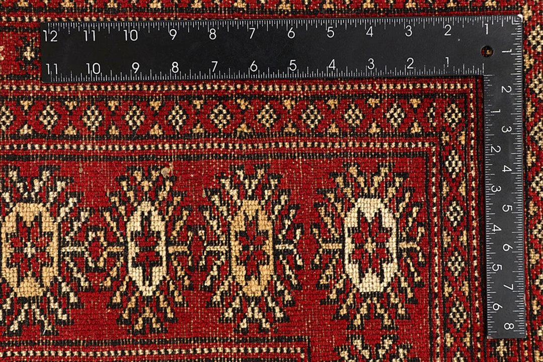 Red Bokhara Rug 5' 11" x 8' 9" Hand-Knotted | No. QA42976