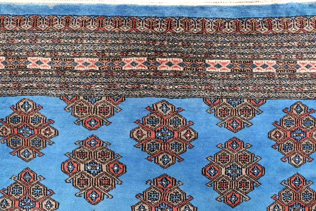 Cornflower Blue Pakistani Jaldar Rug 5' 9" x 7' 5" Hand-Knotted | No. QA43159