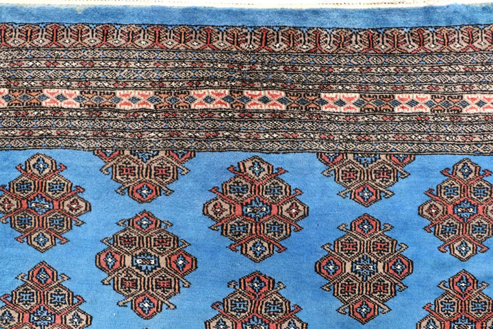 Cornflower Blue Pakistani Jaldar Rug 5' 9" x 7' 5" Hand-Knotted | No. QA43159