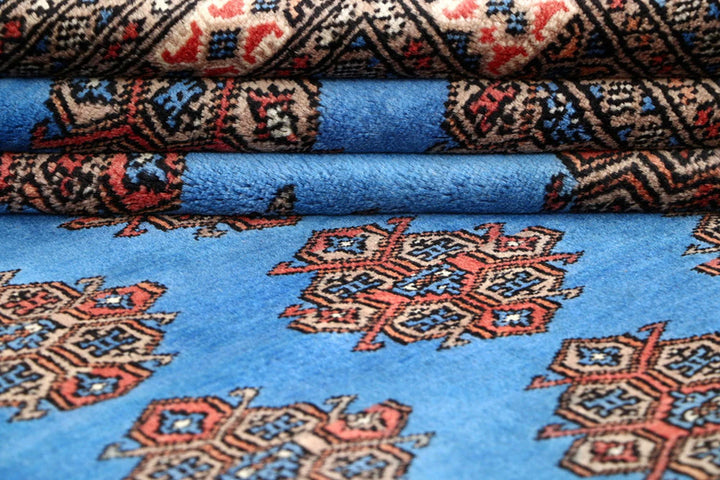 Cornflower Blue Pakistani Jaldar Rug 5' 9" x 7' 5" Hand-Knotted | No. QA43159