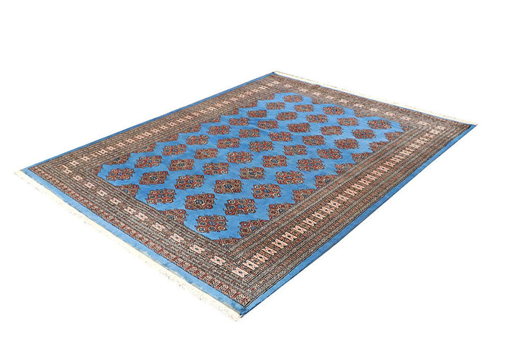 Cornflower Blue Pakistani Jaldar Rug 5' 9" x 7' 5" Hand-Knotted | No. QA43159
