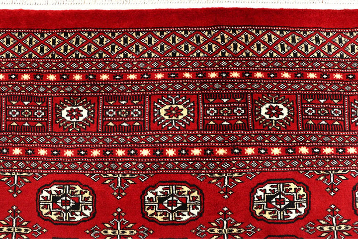 Firebrick Red Pakistani Bokhara Rug 8' x 10' 2" Hand-Knotted | No. QA43173
