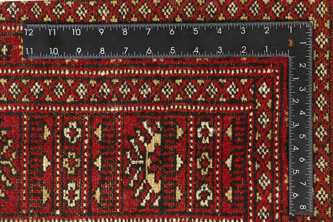 Firebrick Red Pakistani Bokhara Rug 8' x 10' 2" Hand-Knotted | No. QA43173