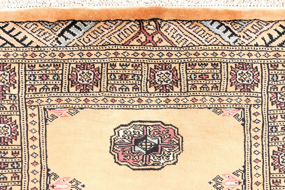 Yellow Pakistani Bokhara Rug 2' 6" x 4' 2" Hand-Knotted | No. QA43214