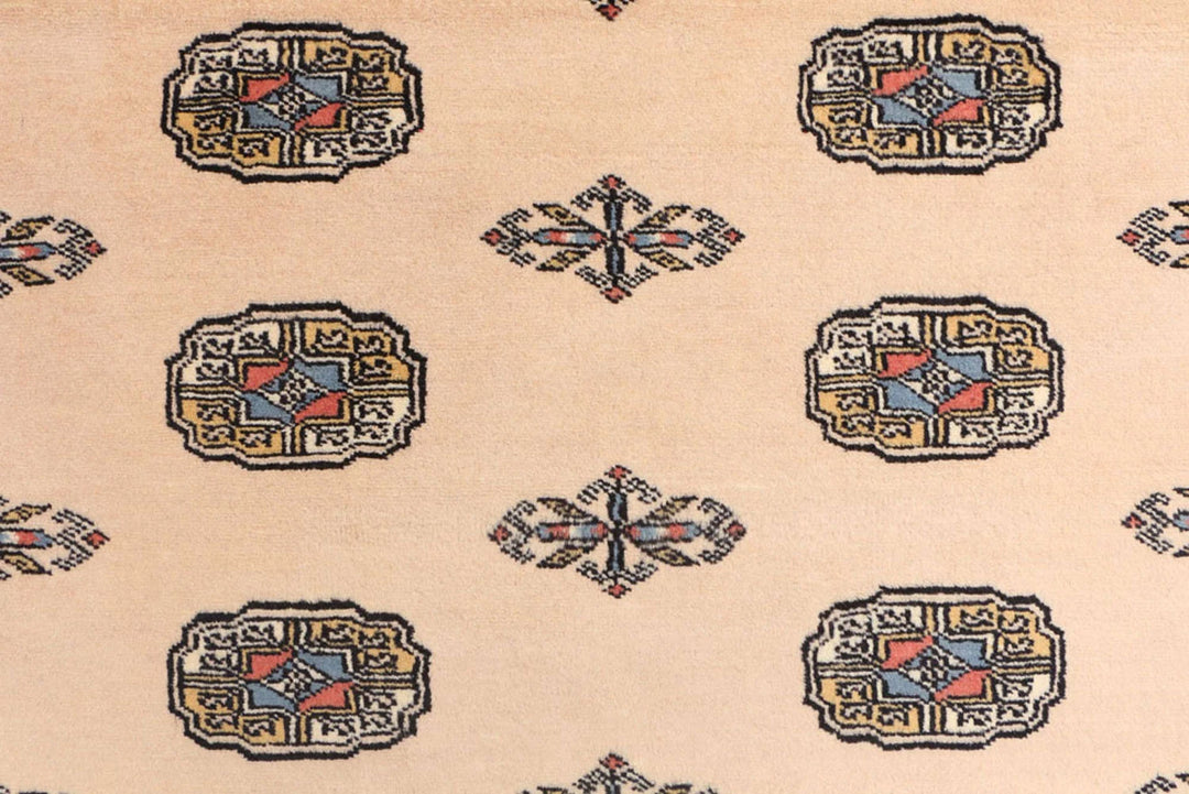 Tan Pakistani Bokhara Rug 4' 1" x 6' Hand-Knotted | No. QA43268