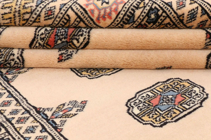 Tan Pakistani Bokhara Rug 4' 1" x 6' Hand-Knotted | No. QA43268