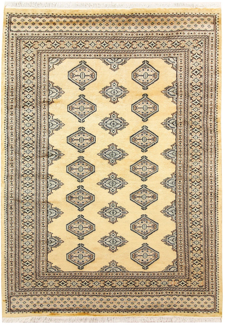 Yellow Pakistani Jaldar Rug 4' 7" x 6' 5" Hand-Knotted | No. QA43331