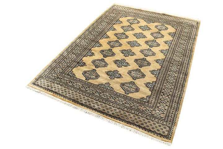 Yellow Pakistani Jaldar Rug 4' 7" x 6' 5" Hand-Knotted | No. QA43331