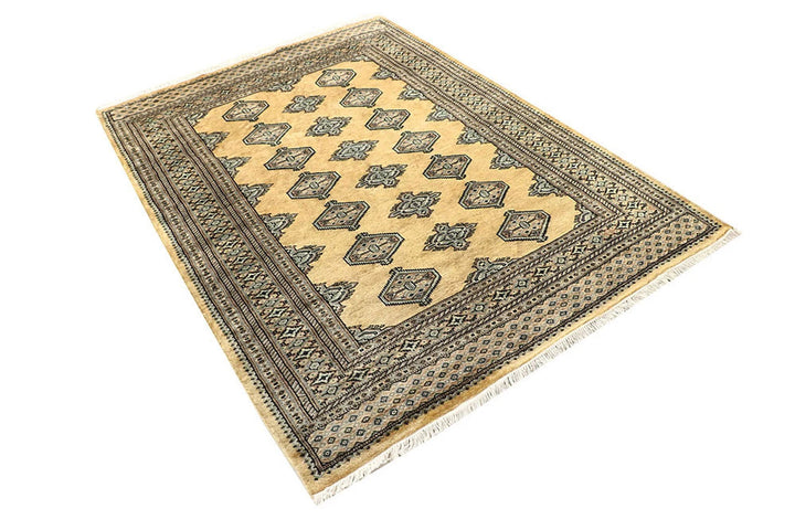 Yellow Pakistani Jaldar Rug 4' 7" x 6' 5" Hand-Knotted | No. QA43331