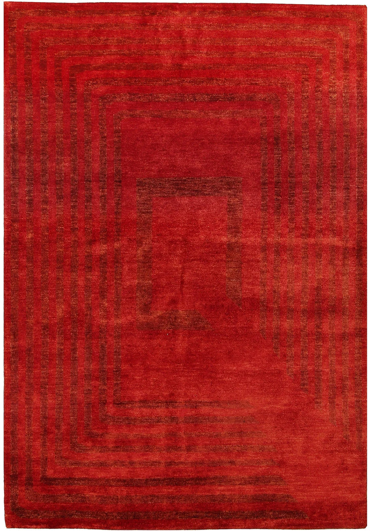 Crimson Pakistani Gabbeh Rug 4' 7" x 6' 8" Hand-Knotted | No. QA43343