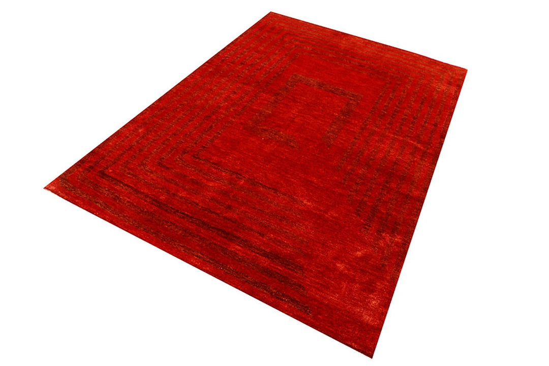 Crimson Pakistani Gabbeh Rug 4' 7" x 6' 8" Hand-Knotted | No. QA43343