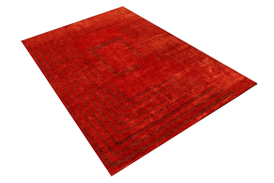 Crimson Pakistani Gabbeh Rug 4' 7" x 6' 8" Hand-Knotted | No. QA43343