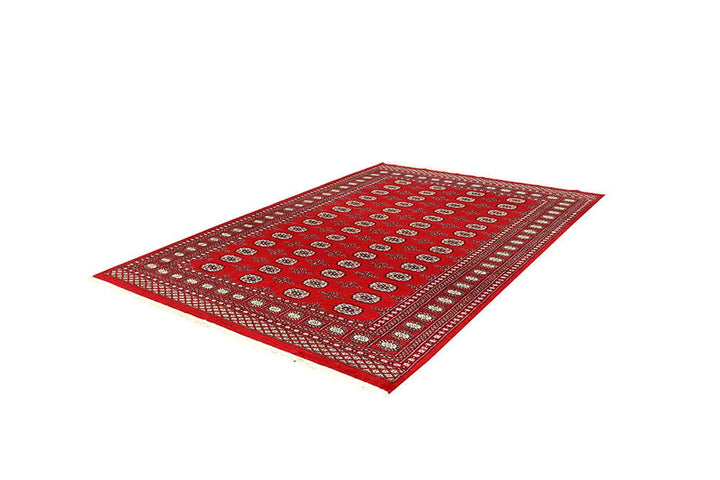 Red Pakistani Bokhara Rug 6' x 8'10" Hand-Knotted | No. QA43493