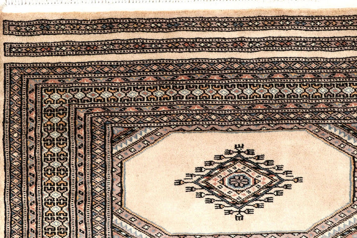 Brown Pakistani Jaldar Rug 4' 8" x 6' 7" Hand-Knotted | No. QA43537