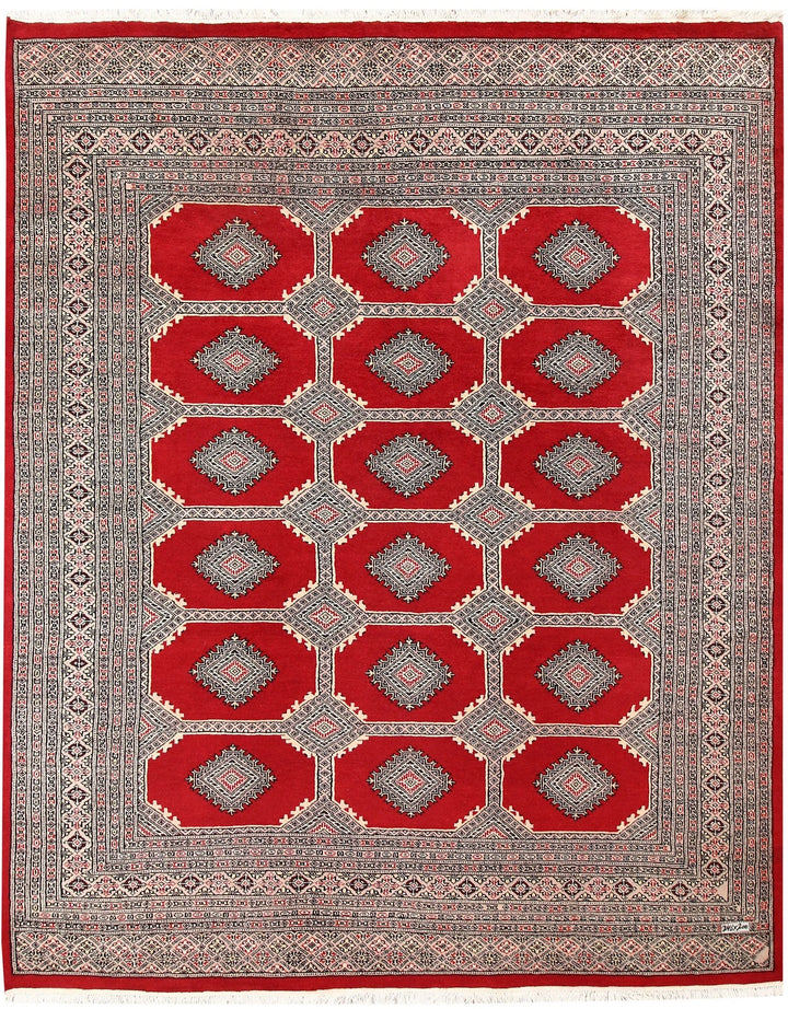 Firebrick Pakistani Jaldar Rug 6' 7" x 8' Hand-Knotted | No. QA43575