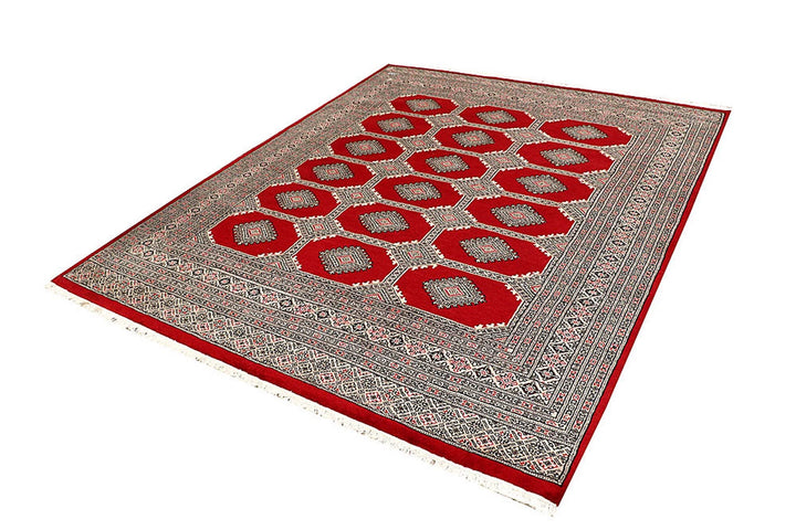 Firebrick Pakistani Jaldar Rug 6' 7" x 8' Hand-Knotted | No. QA43575