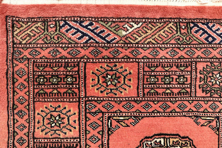 Salmon Pakistani Bokhara Rug 2'7" x 13'6" Hand-Knotted | No. QA43673