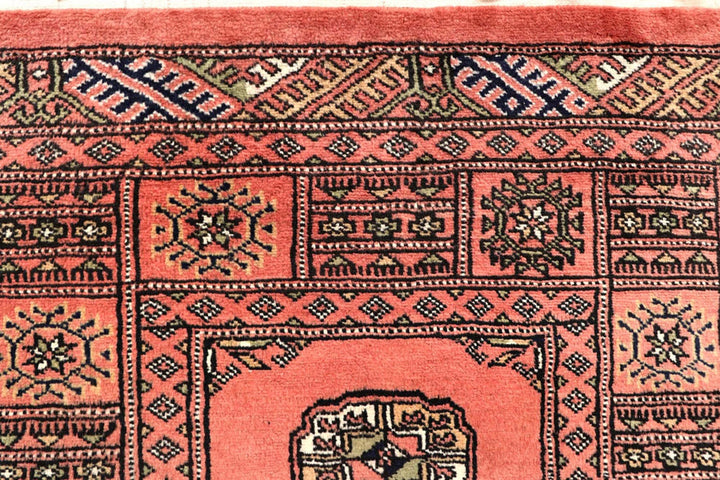 Salmon Pakistani Bokhara Rug 2'7" x 13'6" Hand-Knotted | No. QA43673