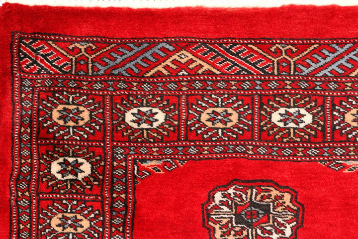 Red Pakistani Bokhara Runner Rug 2' 7" x 8' 6" Hand-Knotted | No. QA43753
