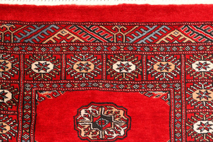 Red Pakistani Bokhara Runner Rug 2' 7" x 8' 6" Hand-Knotted | No. QA43753