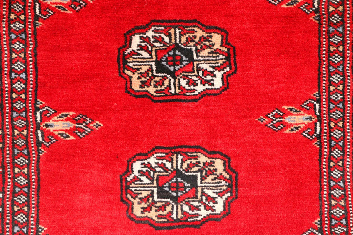 Red Pakistani Bokhara Runner Rug 2' 7" x 8' 6" Hand-Knotted | No. QA43753