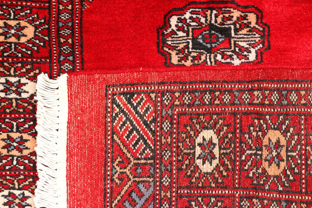 Red Pakistani Bokhara Runner Rug 2' 7" x 8' 6" Hand-Knotted | No. QA43753